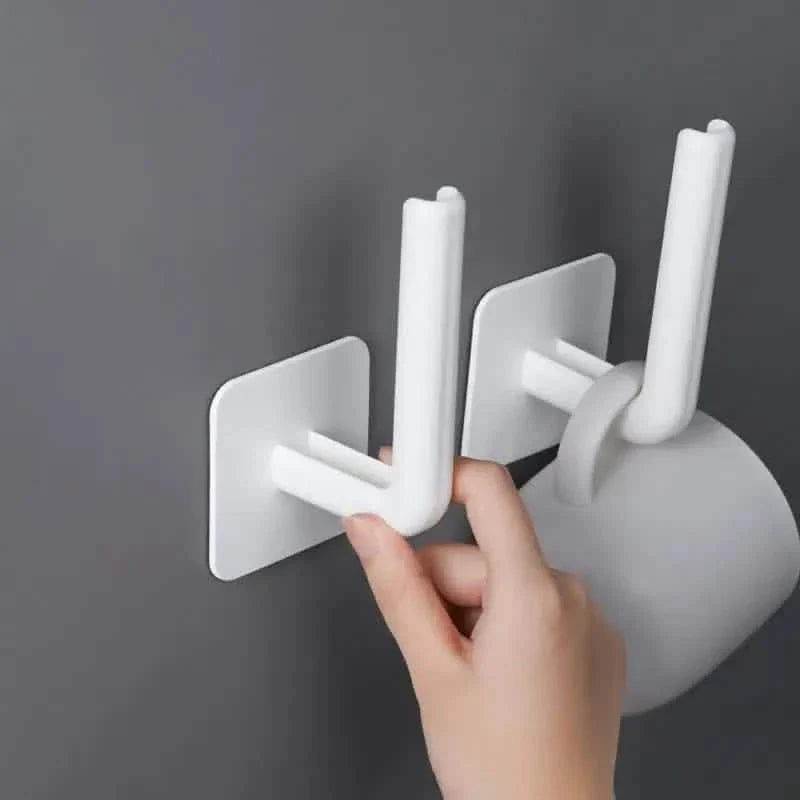 4-Pack: Adhesive Toilet Paper Holder, Wall Mount, White & Black - Snag N' Style