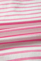 Stripe Half Placket High Low Short Sleeve Top - Snag N' Style