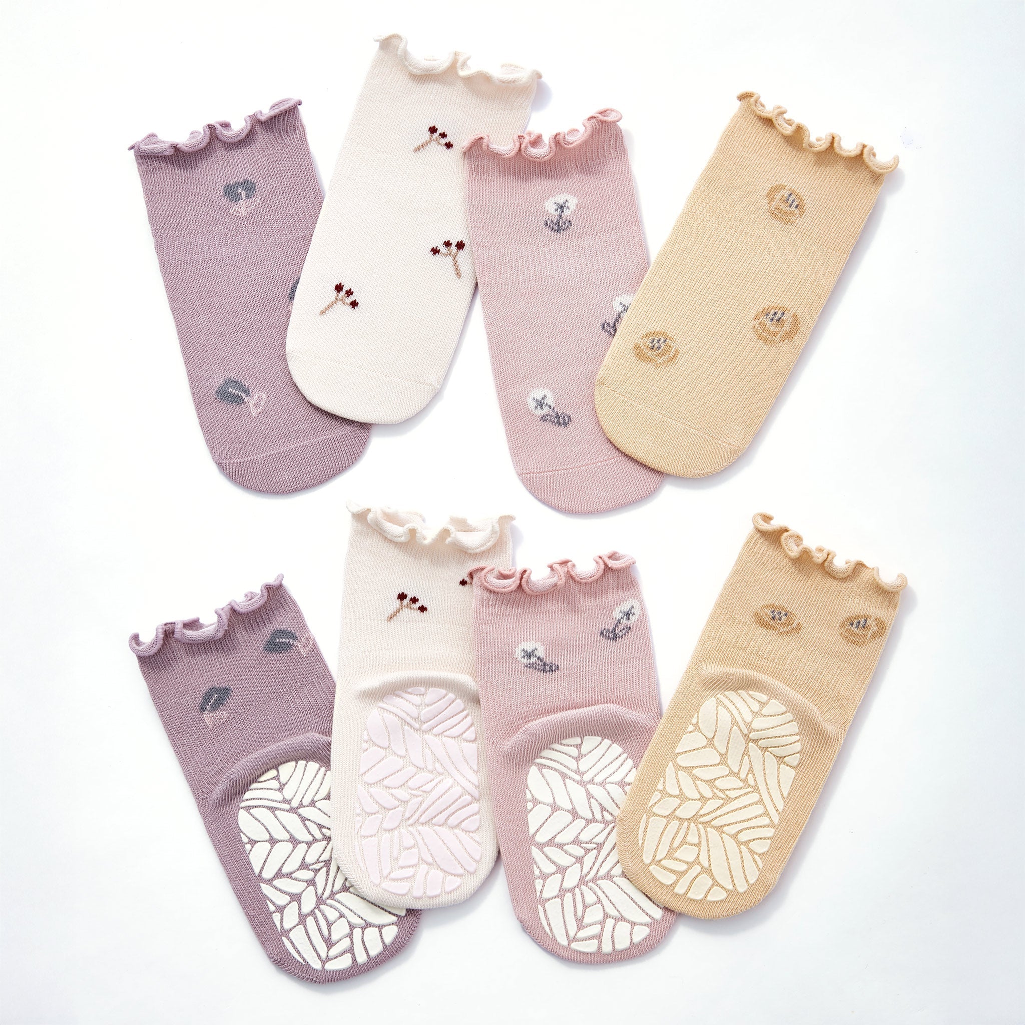 New- Little Wonder Things- Organic- 4 Pairs of Stay-On Baby & Toddler Non-Slip Socks - Snag N' Style