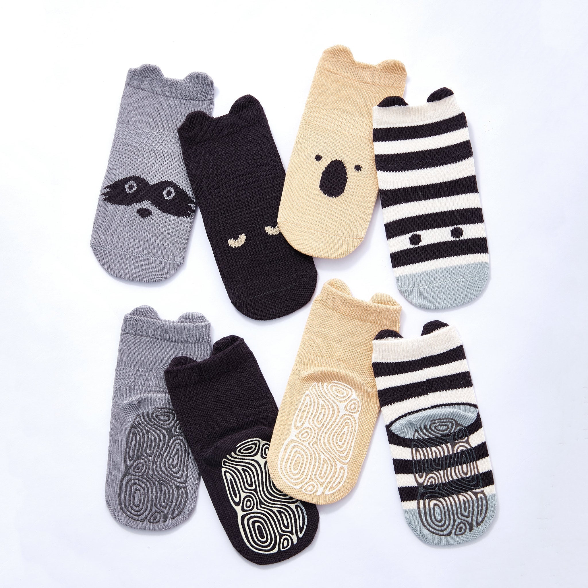 New- Into The Wild III- Organic- 4 Pairs of Stay-On Baby & Toddler Non-Slip Socks - Snag N' Style