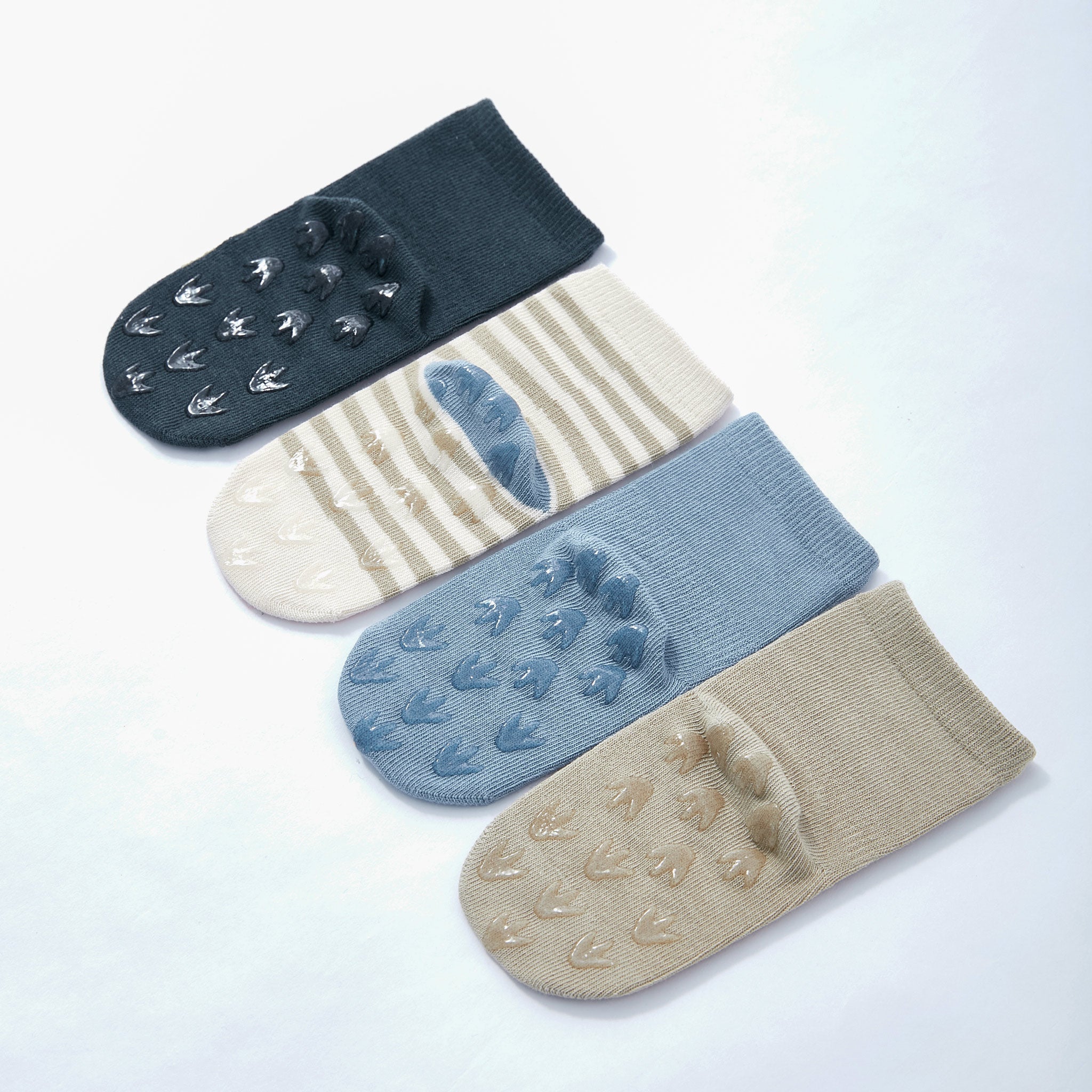 New- Dinosaur- Organic- 4 Pairs of Stay-On Baby & Toddler Non-Slip Socks - Snag N' Style