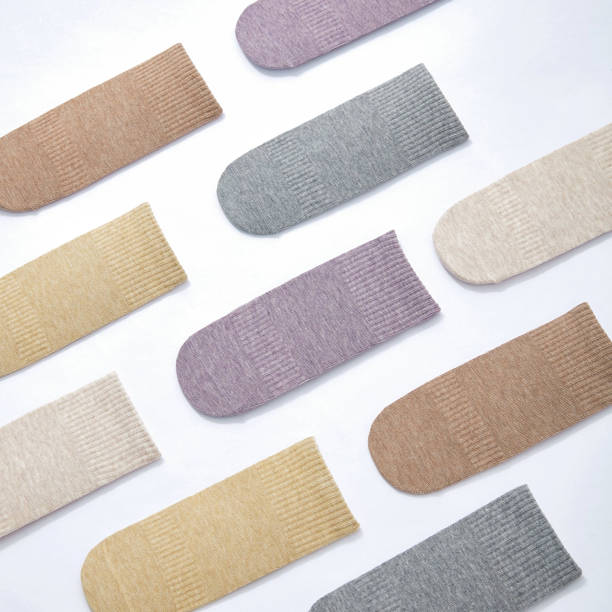 New- Organic Cotton Socks- Beige & Grey- 4 Pairs of Stay-On Baby & Toddler Non-Slip Socks - Snag N' Style