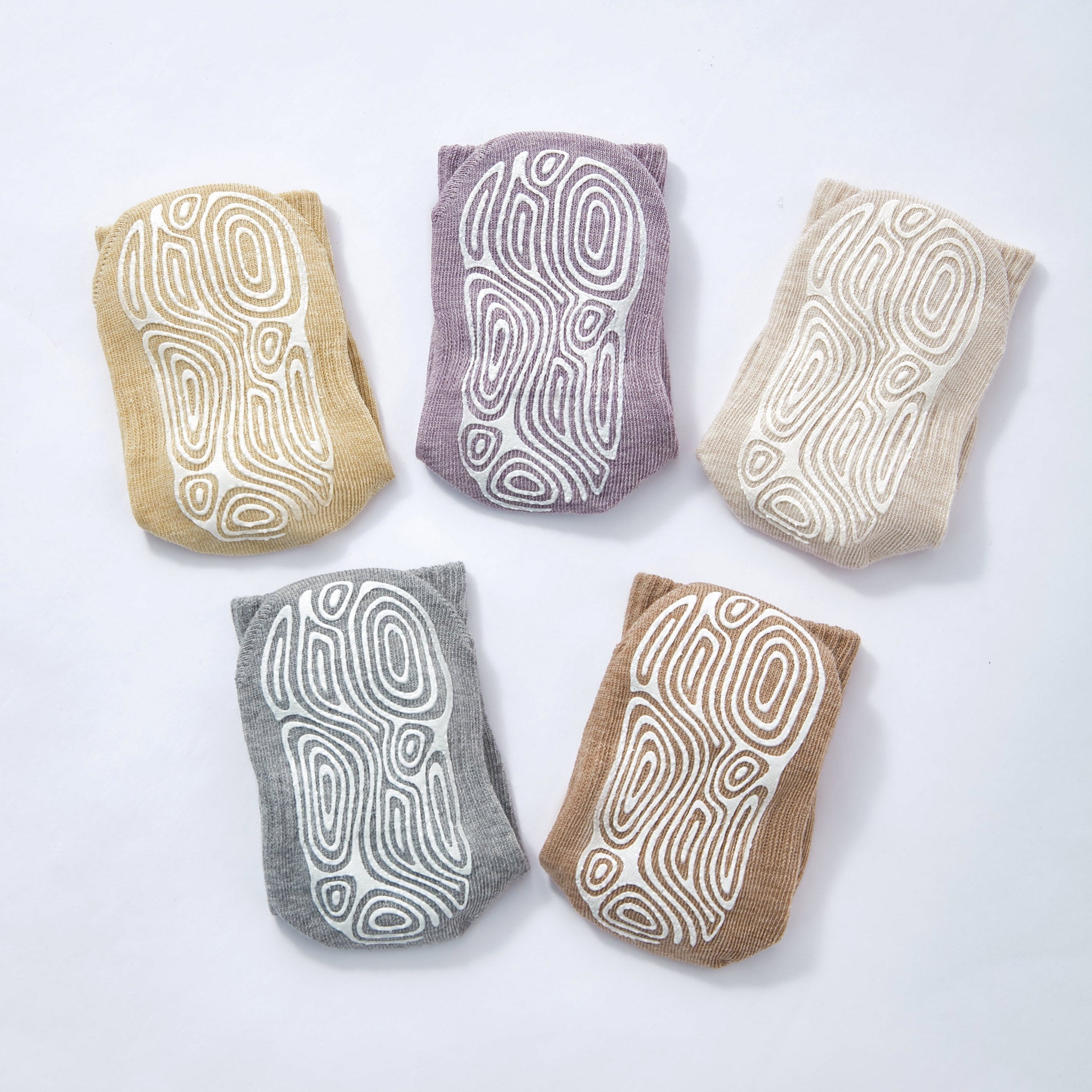 New- Organic Cotton Socks- Beige & Grey- 4 Pairs of Stay-On Baby & Toddler Non-Slip Socks - Snag N' Style