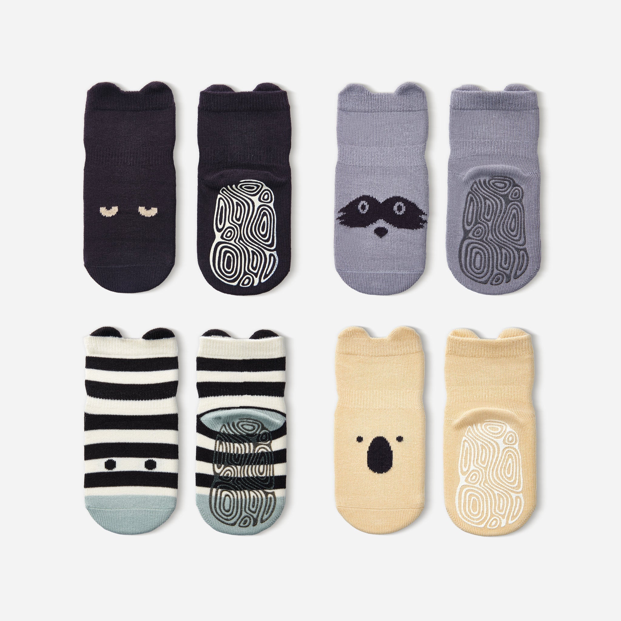 New- Into The Wild III- Organic- 4 Pairs of Stay-On Baby & Toddler Non-Slip Socks - Snag N' Style