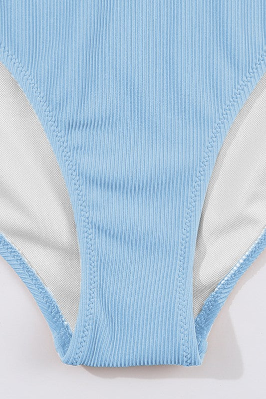 Ribbed Contrast Trim Spaghetti Strap Bikini Set - Snag N' Style