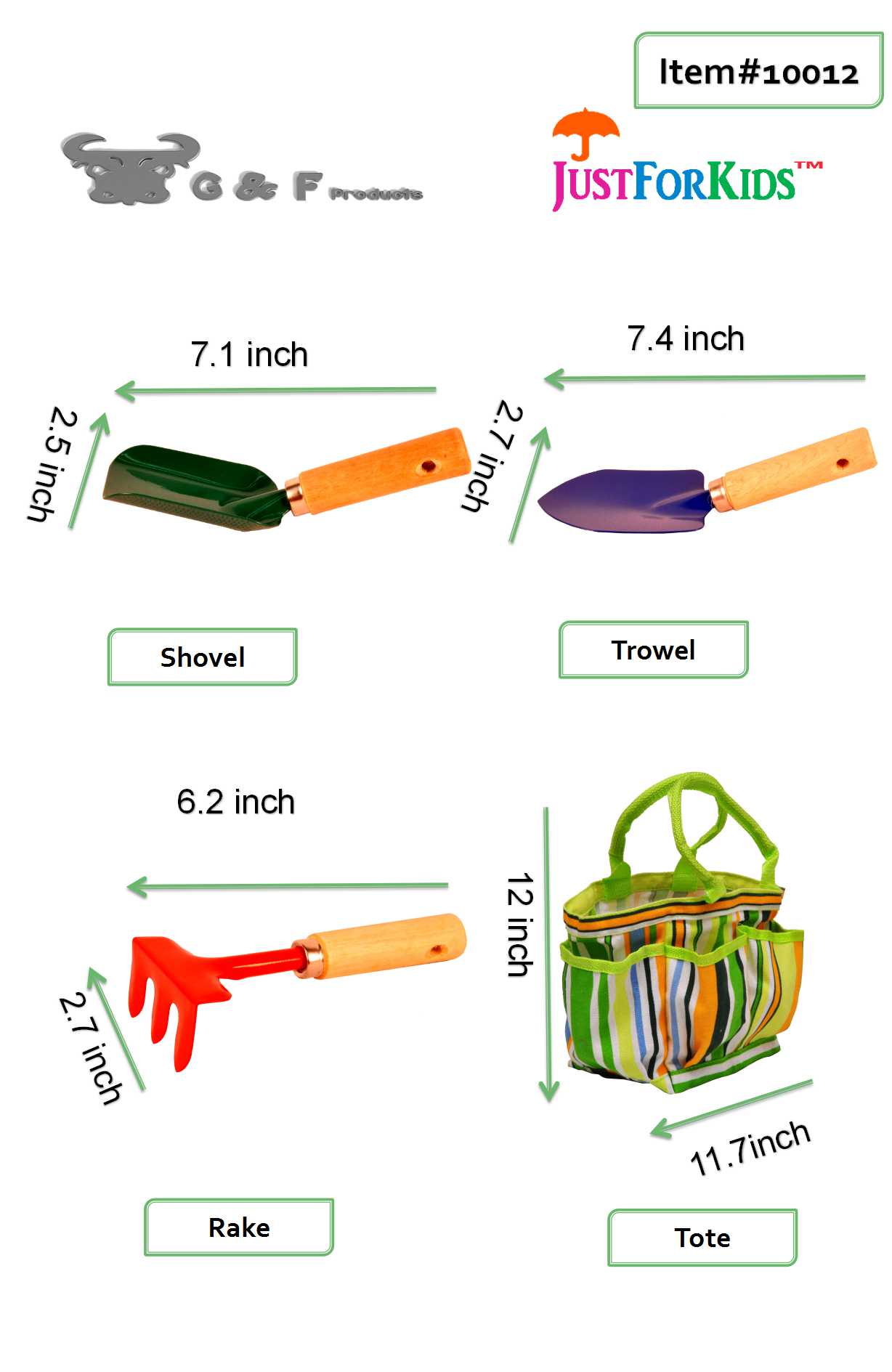 JustForKids Kids Garden Tools Set with Tote - Snag N' Style