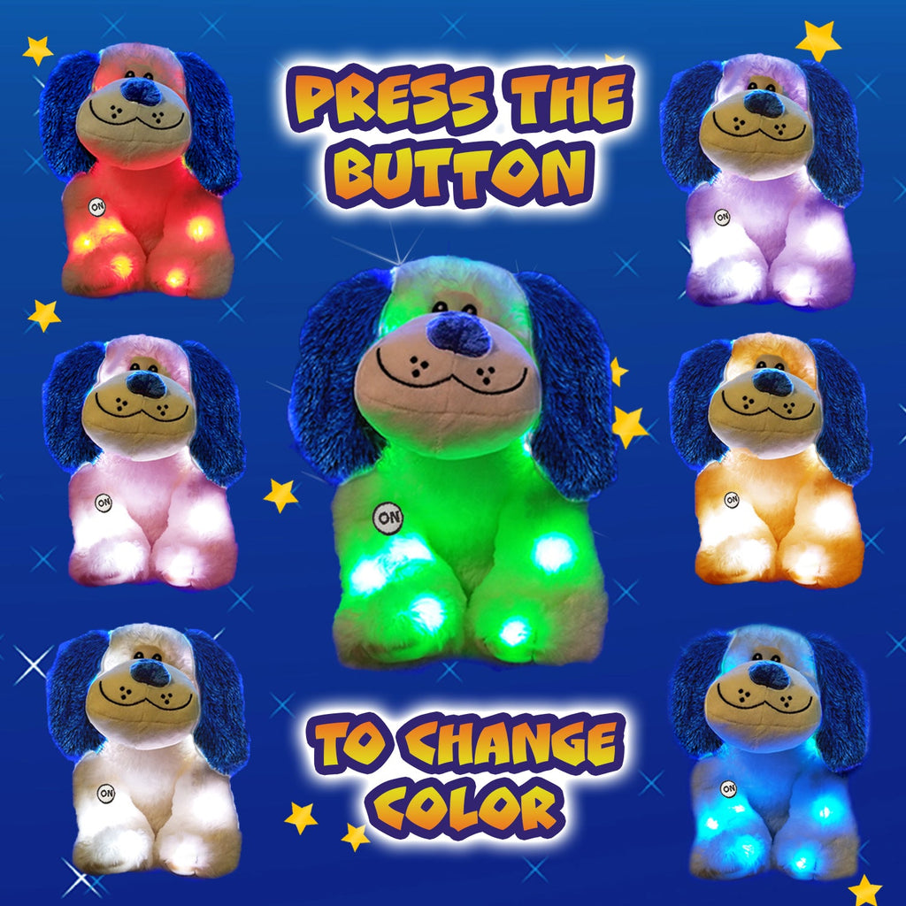 Rainbow Lites Puppy Dog Glow Plush LED Night Light Up Stuffed Animal (16 inch) - Snag N' Style