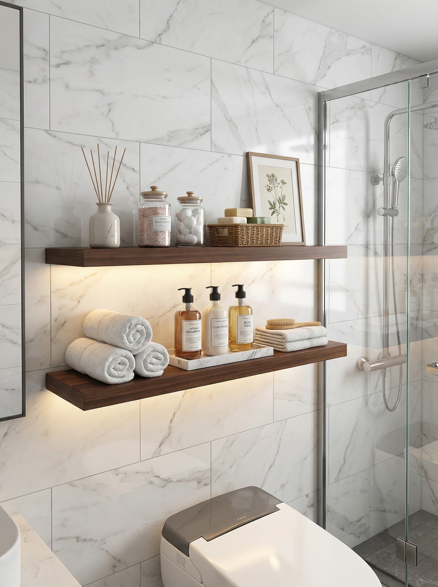 Floating Shelves Set of 4 – 15.8" Wall Shelves with Invisible Brackets - Snag N' Style