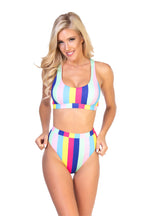 RAINBOW STRIPE STRETCH-KNIT BIKINI SET - Snag N' Style