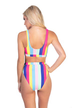 RAINBOW STRIPE STRETCH-KNIT BIKINI SET - Snag N' Style