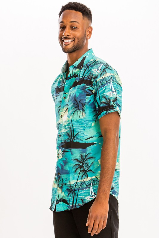 PRINT HAWAIIAN SHIRT - Snag N' Style