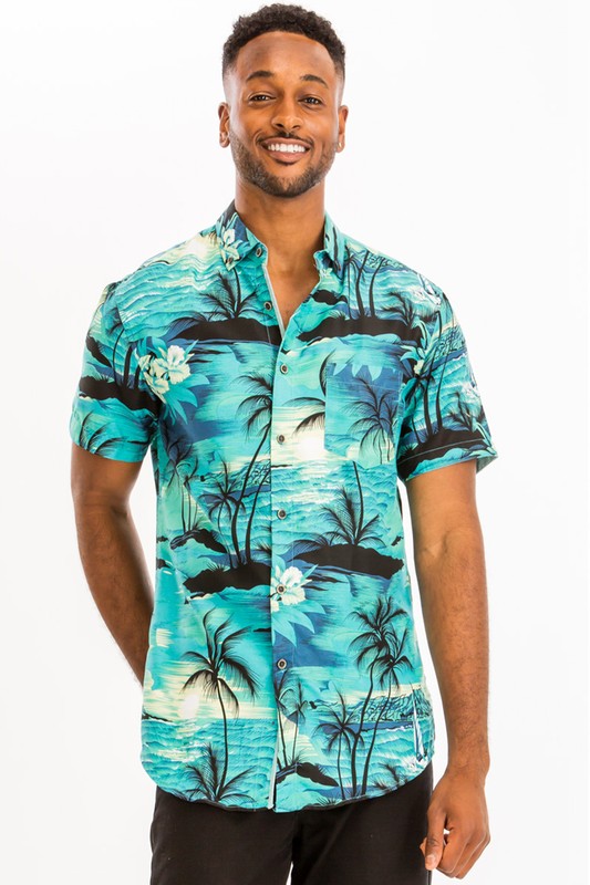 PRINT HAWAIIAN SHIRT - Snag N' Style