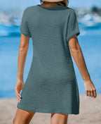 Cupshe Womens Waffle Knit Short Sleeve Hem Twist Mini Cover-up - Snag N' Style