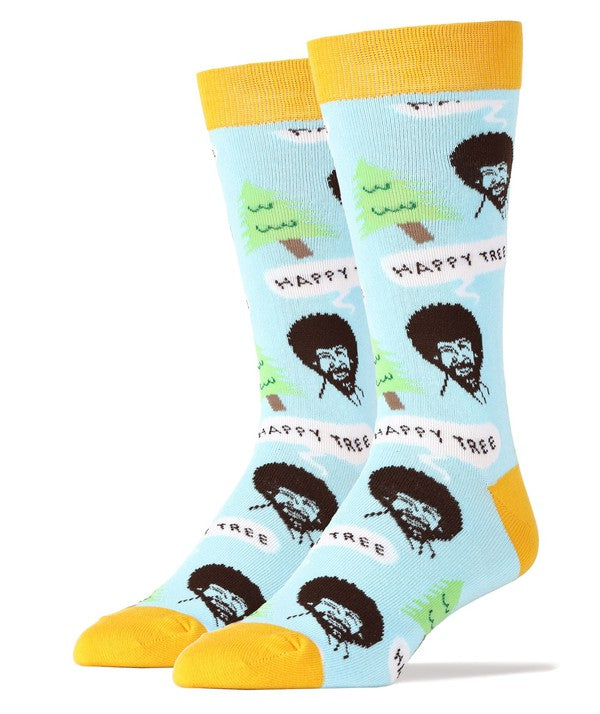 Bob Ross Happy Tree - Men's Crew Funny Socks - Snag N' Style