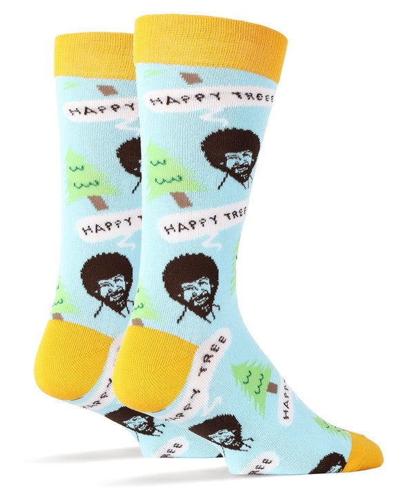 Bob Ross Happy Tree - Men's Crew Funny Socks - Snag N' Style