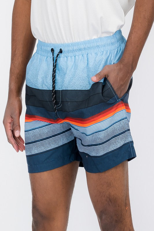 Blue stripes Swim Trunks Board Shorts - Snag N' Style