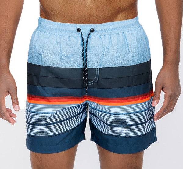Blue stripes Swim Trunks Board Shorts - Snag N' Style