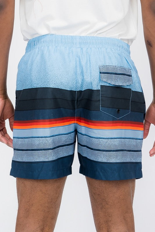 Blue stripes Swim Trunks Board Shorts - Snag N' Style