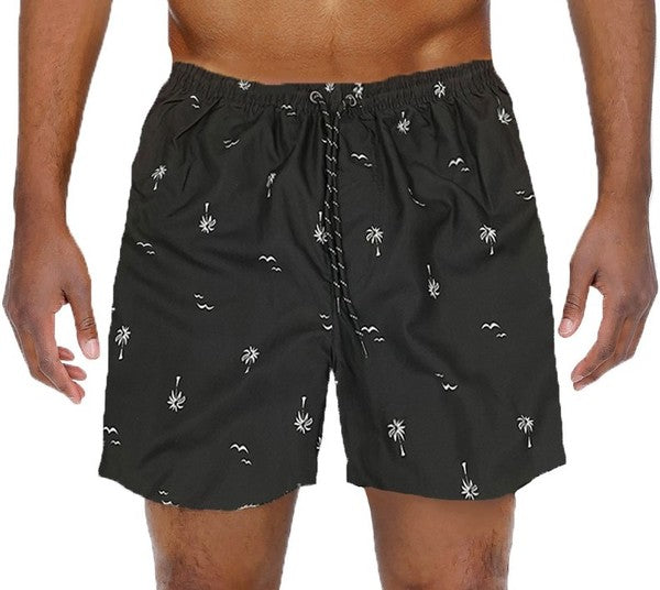 Palm Tree Print Swim Trunks Board Shorts - Snag N' Style