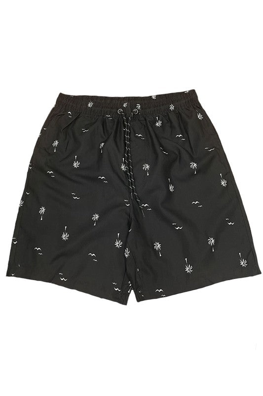 Palm Tree Print Swim Trunks Board Shorts - Snag N' Style