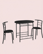 3-Piece Dining Set for 2 – Minimalist Wooden Table + 2 Metal Frame Chairs - Snag N' Style