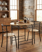 3-Piece Dining Set for 2 – Minimalist Wooden Table + 2 Metal Frame Chairs - Snag N' Style