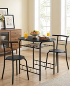 3-Piece Dining Set for 2 – Minimalist Wooden Table + 2 Metal Frame Chairs - Snag N' Style