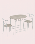 3-Piece Dining Set for 2 – Minimalist Wooden Table + 2 Metal Frame Chairs - Snag N' Style