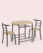 3-Piece Dining Set for 2 – Minimalist Wooden Table + 2 Metal Frame Chairs - Snag N' Style