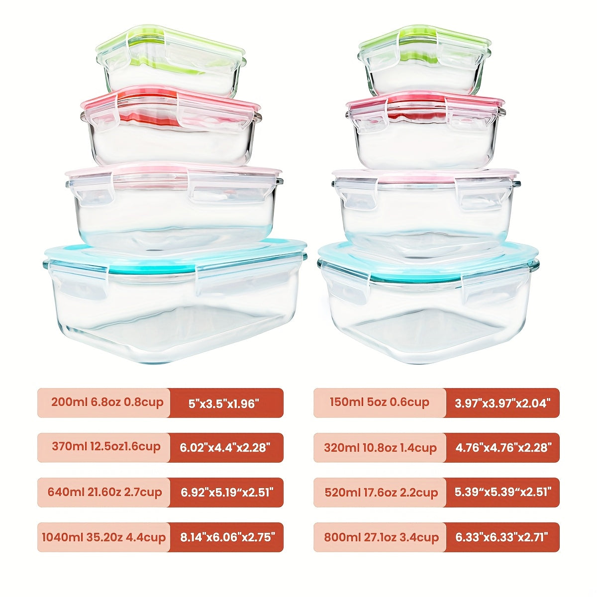 16-Piece Glass Food Storage Containers with Lids – Durable Set - Snag N' Style