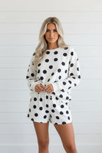 Polka Dot Pullover and Drawstring Shorts Set - Snag N' Style