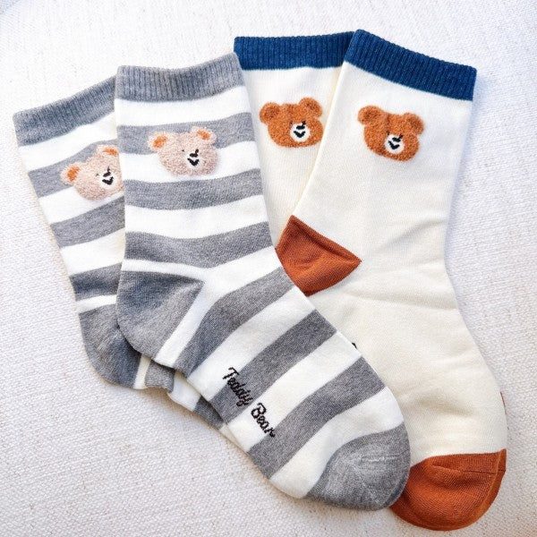 Hehe Bear Socks Set Of 2 - Snag N' Style