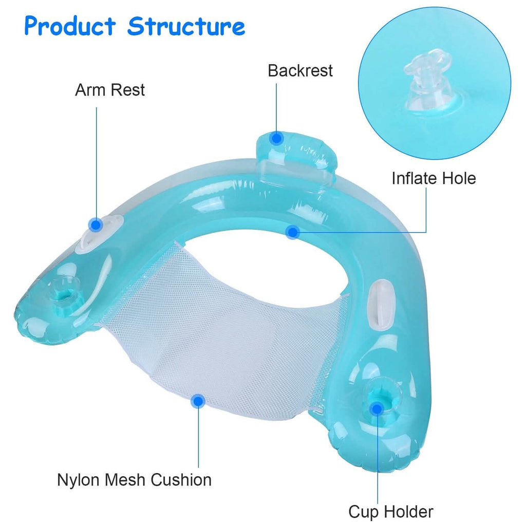 2-Pack: Inflatable Float Pool Chair with Cup Holder Arm Rest - Snag N' Style