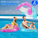 2-Pack: Inflatable Float Pool Chair with Cup Holder Arm Rest - Snag N' Style