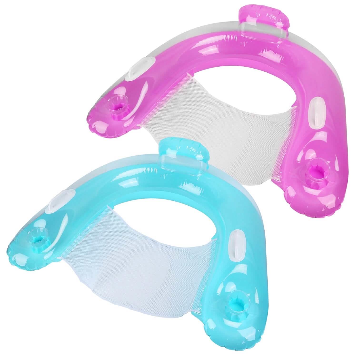 2-Pack: Inflatable Float Pool Chair with Cup Holder Arm Rest - Snag N' Style