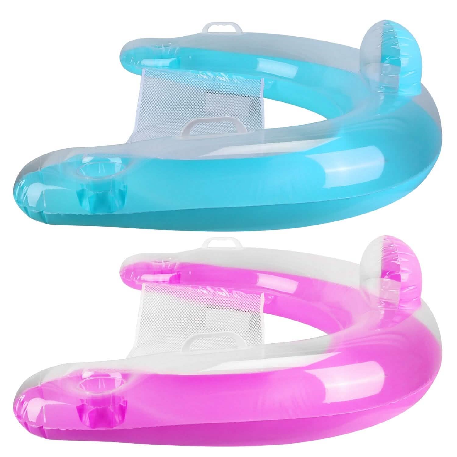 2-Pack: Inflatable Float Pool Chair with Cup Holder Arm Rest - Snag N' Style