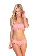 RIBBED SOLID PEACH BIKINI SET - Snag N' Style