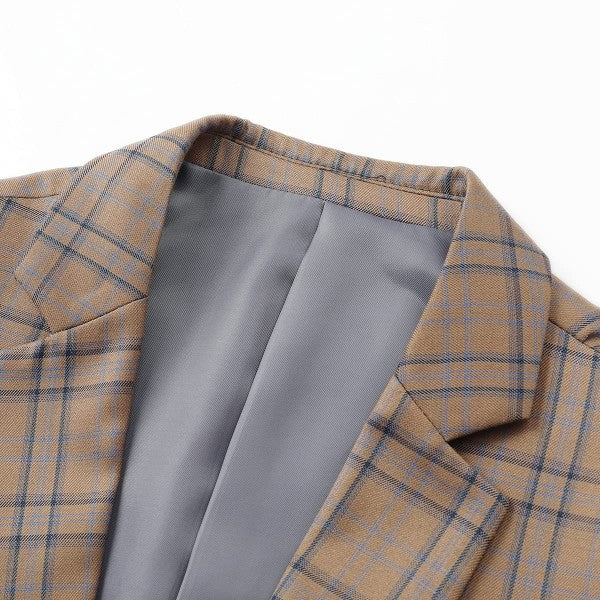 Mens Plaid 1 Button Blazer Jacket Style A - Snag N' Style