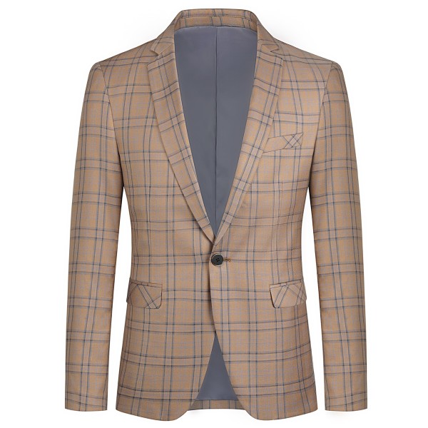 Mens Plaid 1 Button Blazer Jacket Style A - Snag N' Style