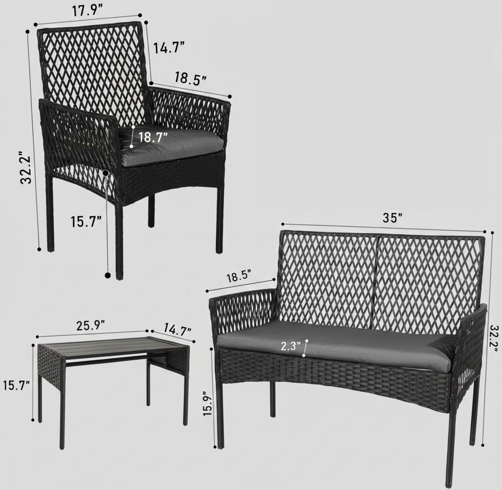 4Pcs Outdoor Patio Furniture Set – Rattan Wicker Sofa - Multiple Styles - Snag N' Style