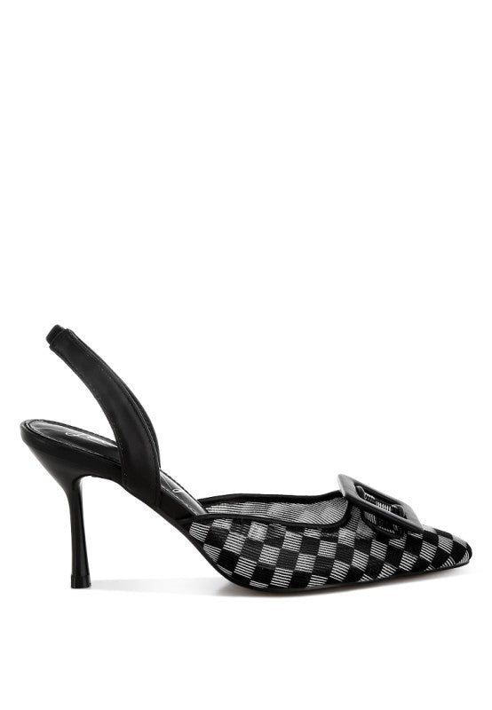 Freya Mesh Checkered Pointy Stiletto Heels - Snag N' Style