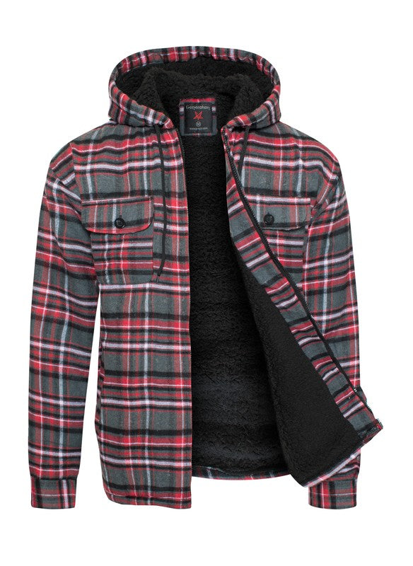 Men's Flannel Sherpa Lining Jacket - Snag N' Style