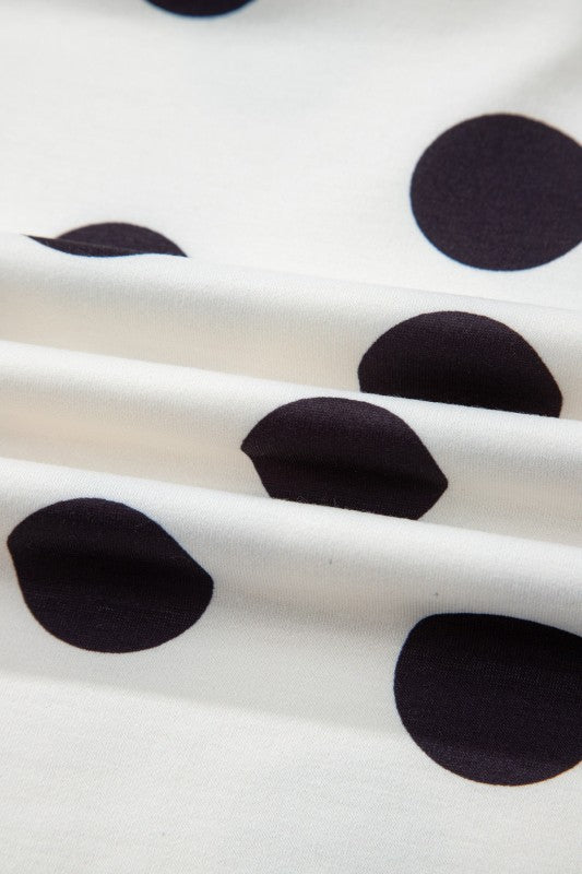 Polka Dot Pullover and Drawstring Shorts Set - Snag N' Style