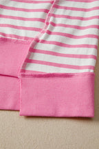 Stripe Half Placket High Low Short Sleeve Top - Snag N' Style