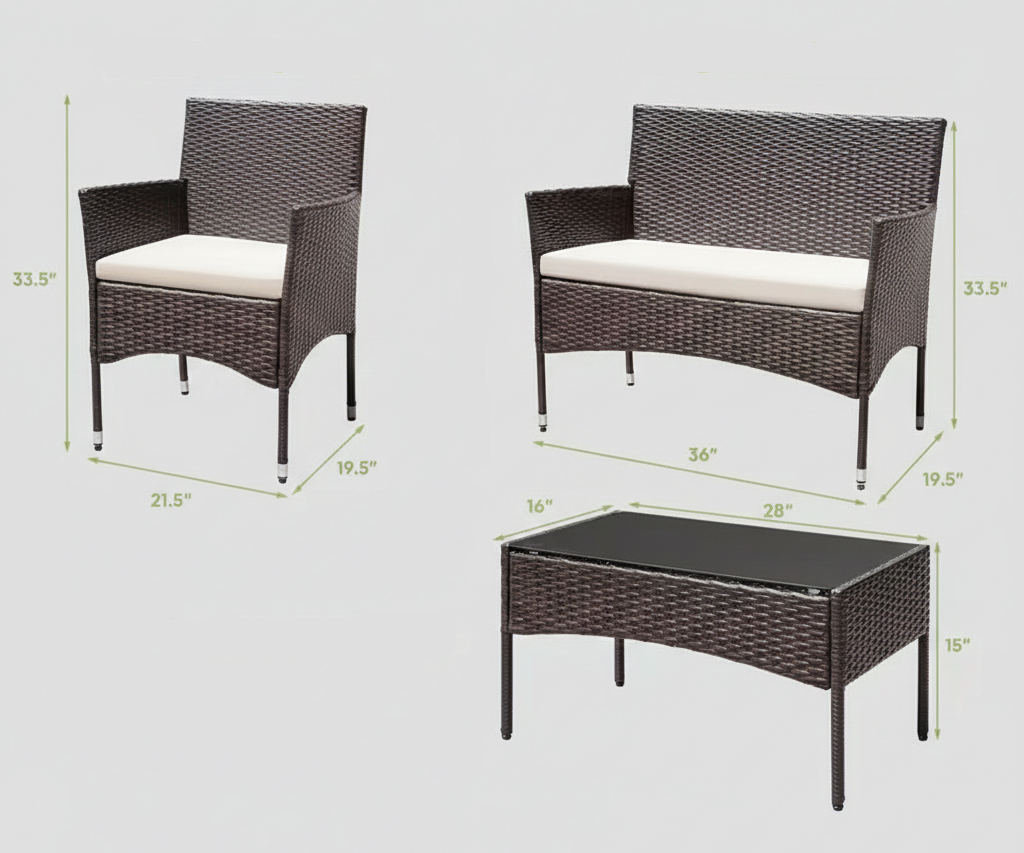 4Pcs Outdoor Patio Furniture Set – Rattan Wicker Sofa - Multiple Styles - Snag N' Style