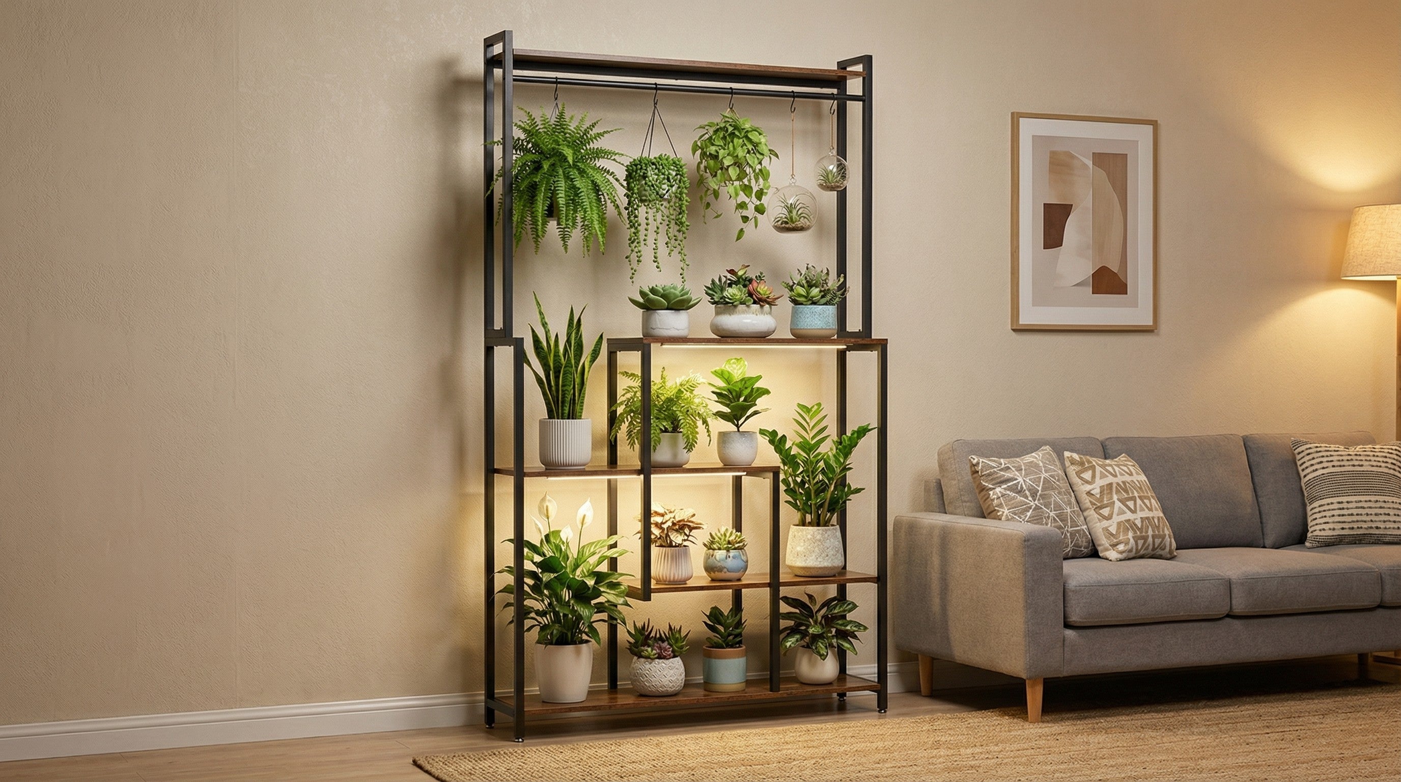 5-Tier Metal Display Shelf with LED Lights - Snag N' Style