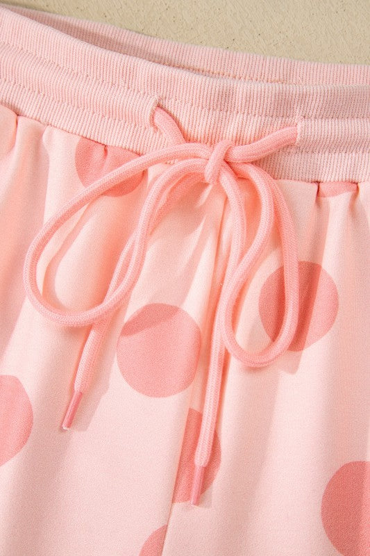 Polka Dot Pullover and Drawstring Shorts Set - Snag N' Style