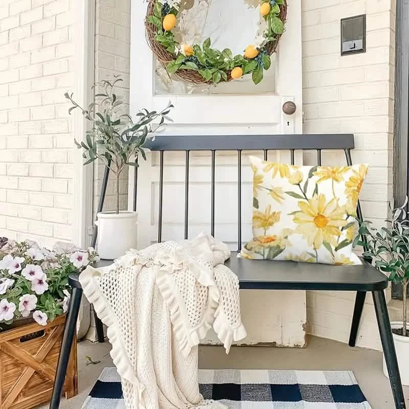 4-Pieces: Summer Flowers Printed Throw Pillow Cover Cushion Pillow Case - Snag N' Style