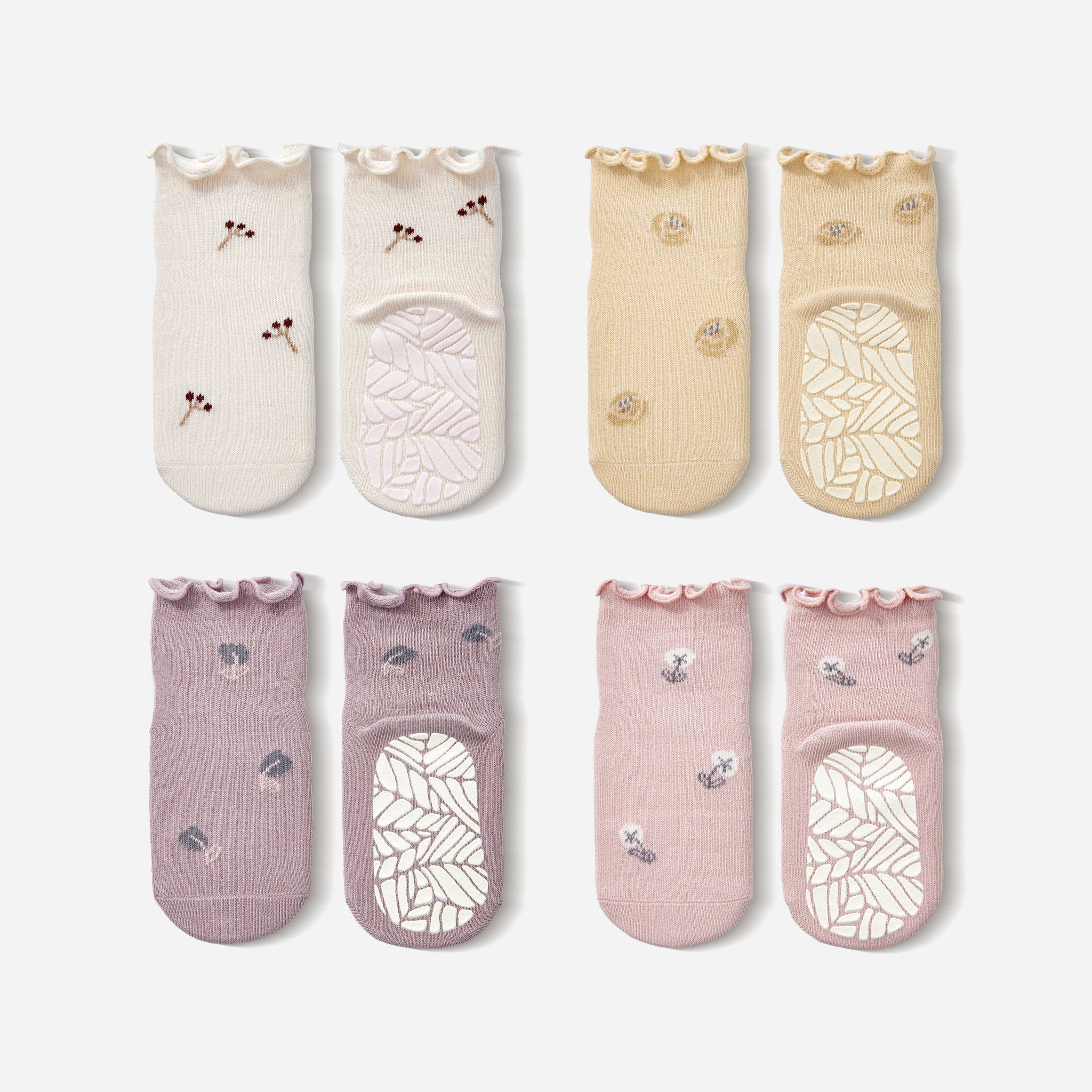 New- Little Wonder Things- Organic- 4 Pairs of Stay-On Baby & Toddler Non-Slip Socks - Snag N' Style