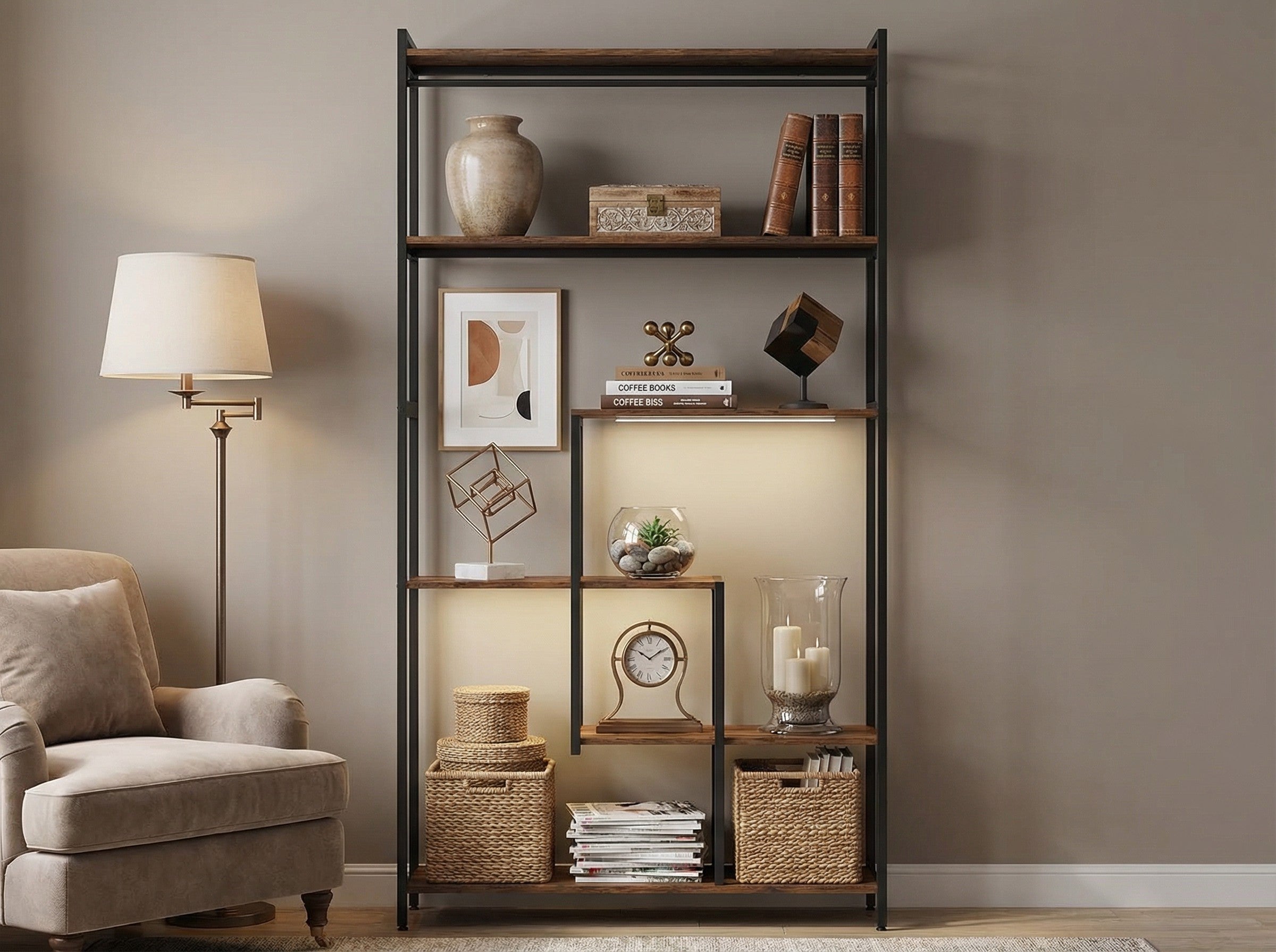 5-Tier Metal Display Shelf with LED Lights - Snag N' Style